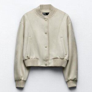 🧥 Zara Faux Suede Bomber Jacket Size L